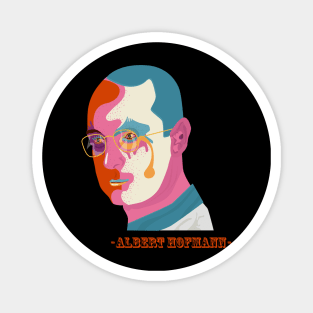 Albert Hofmann Portrait- Trippy Style - colorful illustration Magnet